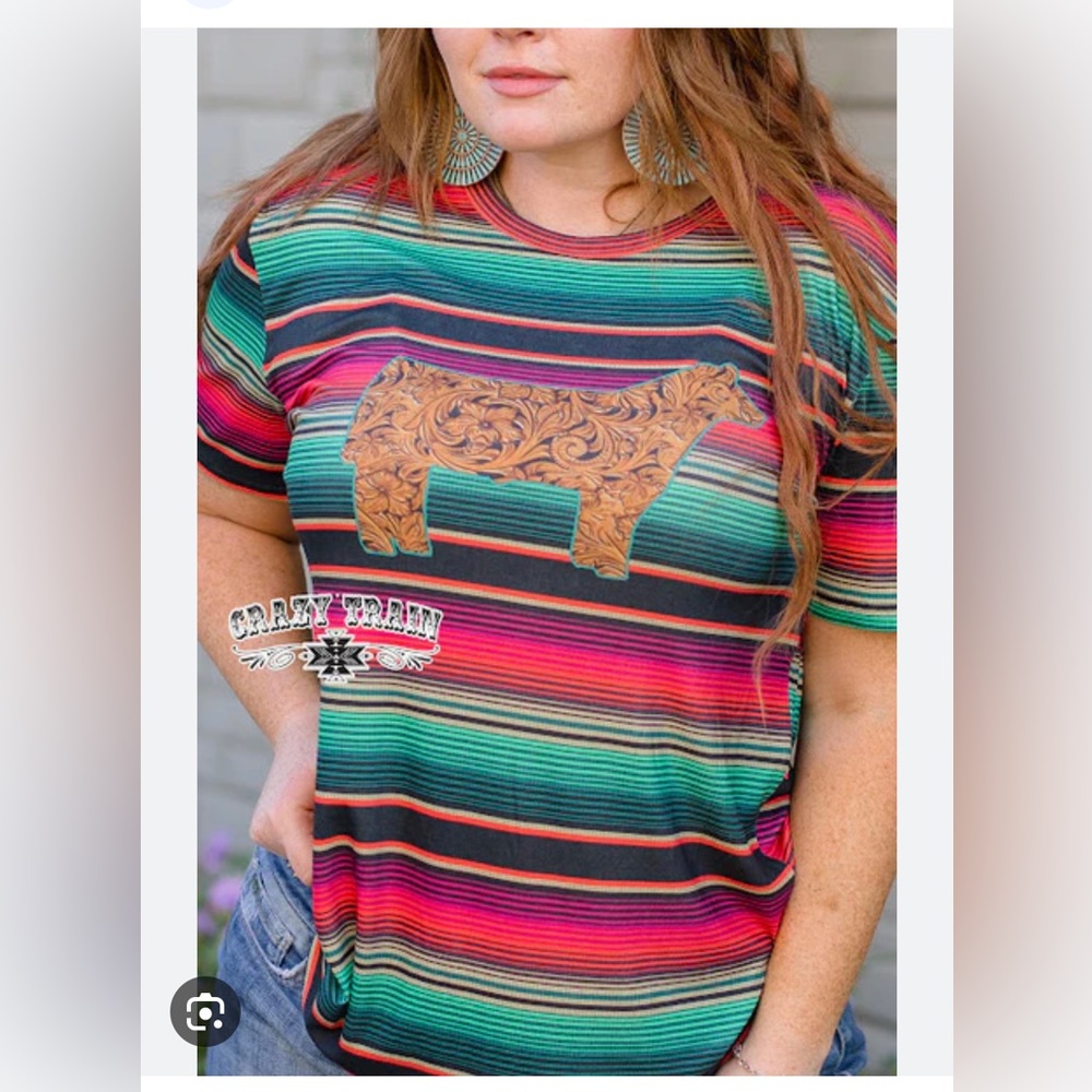 Crazy Train Steer Serape Tee